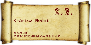 Kránicz Noémi névjegykártya