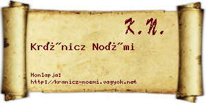 Kránicz Noémi névjegykártya